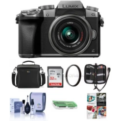 Panasonic - Lumix DMC-G7 Mirrorless Micro Four Thirds Camera With 14-42mm Lens - Silver - Bundled With Camera Case, 32GB SDHC Card, Cleaning Kit, Memory Wallet, Card Reader, 46mm UV Filter, And Software Package