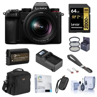 Panasonic Lumix DC-S5 Mirrorless Digital Camera With S 20-60mm L-Mount Lens Bundle With 64GB UHS-II V90 SD Card, Card Case, Bag, Wrist Strap, Extra Battery, Charger, Filter Kit And Accessories 3 Panasonic Lumix DC-S5 Mirrorless Digital Camera With S 20-60mm L-Mount Lens Bundle With 64GB UHS-II V90 SD Card, Card Case, Bag, Wrist Strap, Extra Battery, Charger, Filter Kit And Accessories