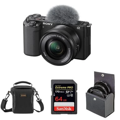 Sony ZV-E10 Mirrorless Camera With 16-50mm Lens, Black Bundle With 64GB SD Memory Card, Shoulder Bag, 40.5mm Filter Kit 3 Sony ZV-E10 Mirrorless Camera With 16-50mm Lens, Black Bundle With 64GB SD Memory Card, Shoulder Bag, 40.5mm Filter Kit