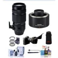 Fujifilm XF 100-400mm F4.5-5.6 R LM OIS WR Lens - Bundle With Fujifilm XF2X TC WR, Telecoverter, 77mm Filter Kit, Flex Lens Shade, Cleaning Kit, Capleash II, Software Package