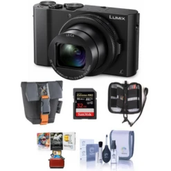Panasonic Lumix DMC-LX10 Digital Camera, 20MP 1" Sensor - Bundle With 32GB SDHC U3 Card, Camera Case, Cleaning Kit, Memory Wallet, Mac Software Package