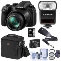 Panasonic LUMIX DC-FZ1000 II 20.1MP Digital Camera With 25-400mm F/2.8-4 Leica DC Lens Bundle With Flashpoint Zoom-Mini TTL R2 Flash, 128GB SD Card, Bag, Extra Battery, Filter Kit And Accessories