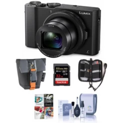 Panasonic Lumix DMC-LX10 Digital Camera, 20MP 1" Sensor - Bundle With 32GB SDHC U3 Card, Camera Case, Cleaning Kit, Memory Wallet, PC Software Package