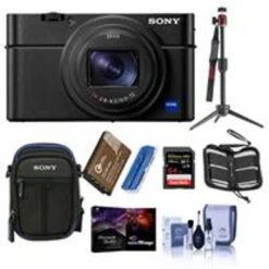Sony Cyber-shot DSC-RX100 VII Digital Camera - Bundle With 128GB SDXC U3 Card, Table Top Tripod, Camera Case, Spare Battery, Memory Wallet, Cleaning Kit, Card Reader, Pro PC Software Package