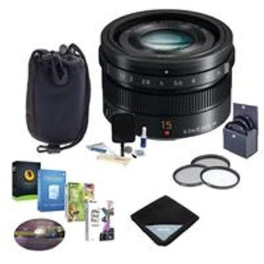 Panasonic Lumix G Leica DG Summilux 15mm F/1.7 ASPH Lens For Micro Four Thirds, Black - Bundle With 46mm Filter Kit, Lens Case, Cleaning Kit, Lens Wrap (15x15), Pro Software Package 3 Panasonic Lumix G Leica DG Summilux 15mm F/1.7 ASPH Lens For Micro Four Thirds, Black - Bundle With 46mm Filter Kit, Lens Case, Cleaning Kit, Lens Wrap (15x15), Pro Software Package
