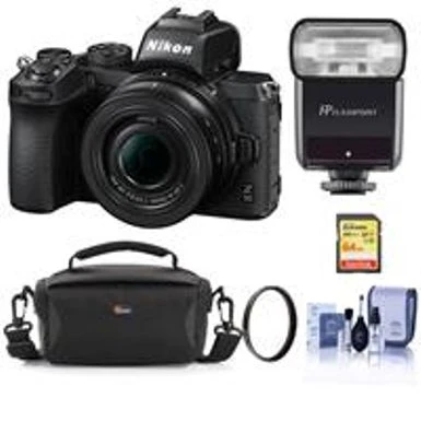Nikon Z50 Mirrorless Camera With NIKKOR Z DX 16-50mm F/3.5-6.3 VR Lens - Bundle With Flashpoint Zoom-Mini TTL R2 Flash, 64GB SDXC Memory Card, Camera Case, 46mm UV Filter, Cleaning Kit 3 Nikon Z50 Mirrorless Camera With NIKKOR Z DX 16-50mm F/3.5-6.3 VR Lens - Bundle With Flashpoint Zoom-Mini TTL R2 Flash, 64GB SDXC Memory Card, Camera Case, 46mm UV Filter, Cleaning Kit