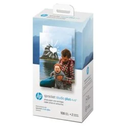 HP - Sprocket Studio Plus Semi-Gloss Photo Paper 4x6 108 Sheets And 2 Cartridges - White