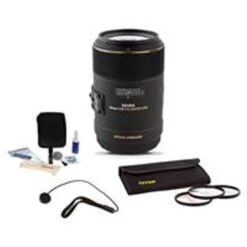 Sigma 105mm F/2.8 EX DG OS HSM Macro Lens For Nikon DSLR Cameras Kit - Bundle With Tiffen 62mm Photo Essentials Filter Kit, Lens Cap Tether, Cleaning Kit