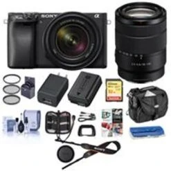 Sony Alpha A6400 Mirrorless Digital Camera With 18-135mm F/3.5-5.6 OSS Lens - Bundle With Camera Case, 32GB SDHC Card, 55mm Filter Kit, Cleaning Kit, Card Reader, Memory Wallet, PC Software Pack