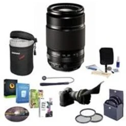 Fujifilm XF 55-200mm (83-300mm) F3.5-4.8 R LM OIS Lens - Bundle With 62mm FilterKit (UV/CPL/ND2), Soft Lens Case, Cleaning Kit, Capleash II, Flex Lens Shade, Professional Software Package