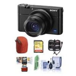 Sony Cyber-shot DSC-RX100 VA Digital Camera, Black - Bundle With 32GB SDHC U3 Card, Camera Case, Cleaning Kit, Memory Wallet, Card Reader, Mac Software Package