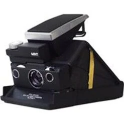 MiNT SLR670-S Noir Instant Film Camera, Uses Impossible Film, Noir Edition With Black Body & Gold Stem, Black Genuine Leather