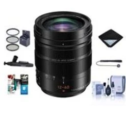 Panasonic Lumix G Leica DG Vario-Elmarit 12-60mm F/2.8-4.0 Aspherical Lens For Micro 4/3 Mount, Black - Bundle With 62mm Filter Kit, Lens Wrap, Cleaning Kit, Capleash, Lenspen Cleaner, Software Package