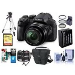 Panasonic Lumix DMC-FZ300 12.1MP Digital Camera 24x Zoom - Bundle With Camera Case, 32GB U3 SDHC Card, Spare Battery, 52mm UV Filter, Tripod, Cleaning Kit, Memory Wallet, Software Package